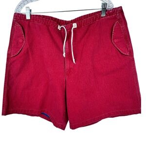 VTG Polo Ralph Lauren Red Canvas Drawstring Cargo Shorts Size 38